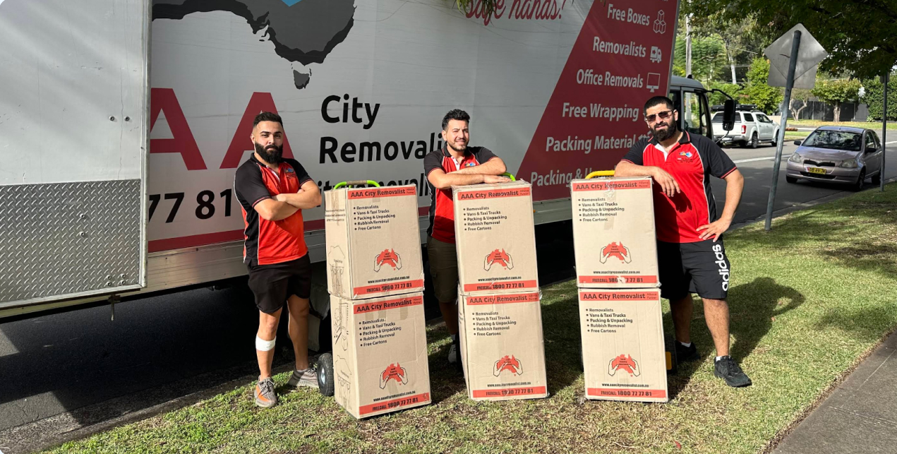 Office Relocation Team With Boxes